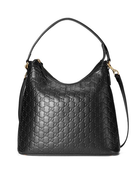 gucci black leather hobo bag|gucci guccissima leather hobo bag.